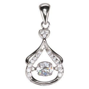 Teardrop CZ Pendant w/Dancing CZ