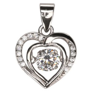 Heart Pendant w/Dancing CZ