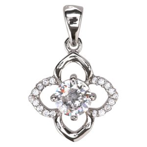 4-Petal Flower CZ Pendant
