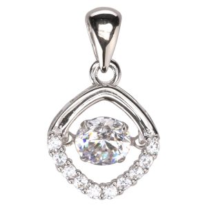 Square Pendant w/Dancing CZ