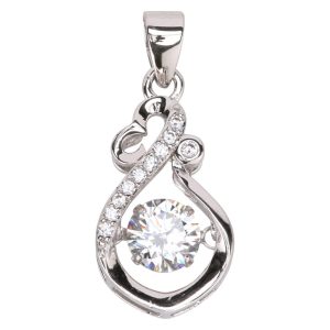 Teardrop CZ Pendant w/Dancing CZ