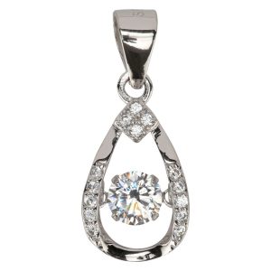 Teardrop CZ Pendant w/Dancing CZ