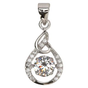 Teardrop CZ Pendant w/Dancing CZ