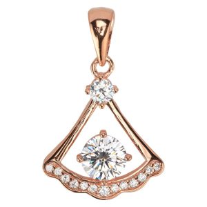 Fan-Shaped CZ Pendant (Rose Gold)