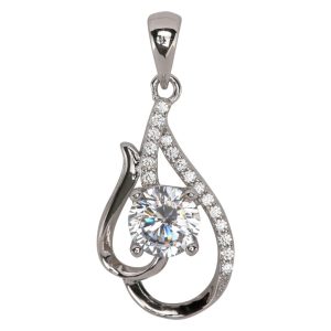 Teardrop CZ Pendant (Silver)