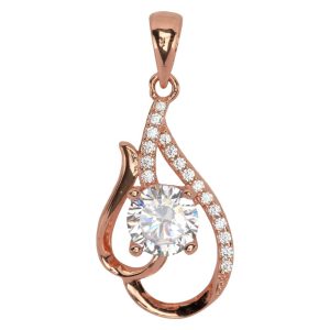 Teardrop CZ Pendant (Rose Gold)