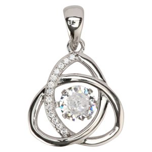 Triquetra CZ Pendant w/Dancing CZ (Silver)