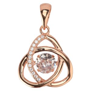 Triquetra CZ Pendant w/Dancing CZ (Rose Gold)