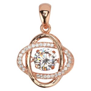 Celestial-inspired CZ Pendant w/Dancing CZ (Rose Gold)