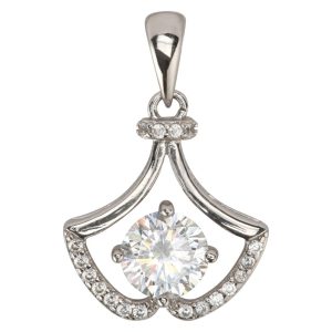 Fan-Shaped CZ Pendant (Silver)