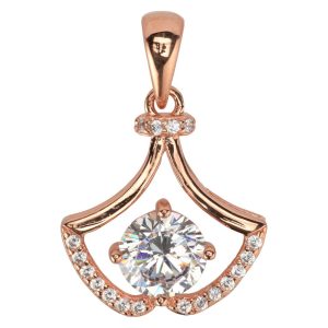 Fan-Shaped CZ Pendant (Rose Gold)