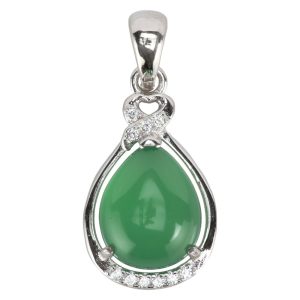 Faux Jade Teardrop Pendant