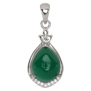 Faux Jade Pointed Teardrop Pendant