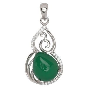 Faux Jade Big Teardrop Pendant
