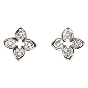 Four-Petal Flower CZ Post Earrings