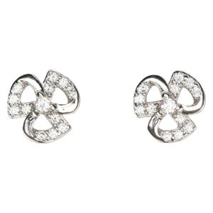 Trendy 3-Petal CZ Earrings