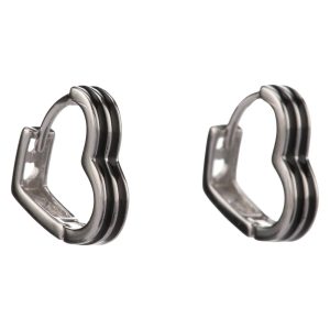 Black Enamel Heart Hook Earrings
