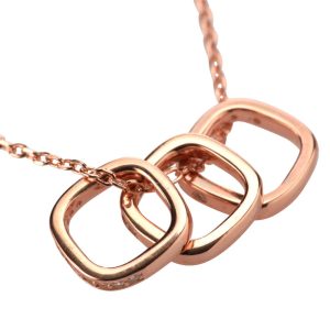 Three Squares CZ Pendant w/Chain (Rose Gold)