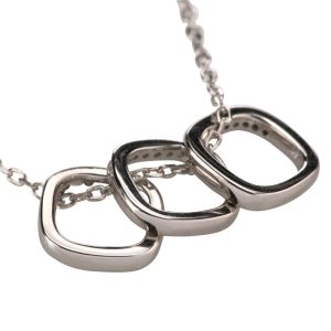 Three Squares CZ Pendant w/Chain (Silver)