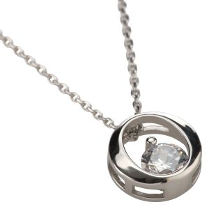Circle CZ Pendant w/Chain