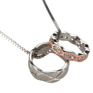 Two Ring CZ Pendant w/Chain