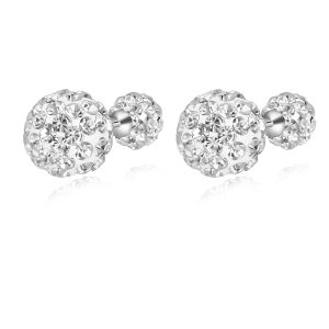 Double Crystal Ball Stud Earrings 6mm+10mm