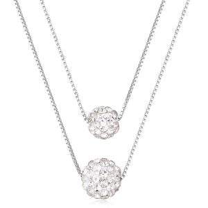 Double Crystal Ball with Double Chain 6mm+8mm