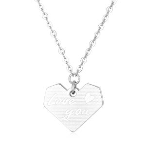 Love You Solid Heart Pendant with Chain