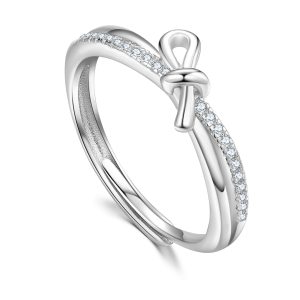 Trendy Bow Tie CZ Adjustable Ring