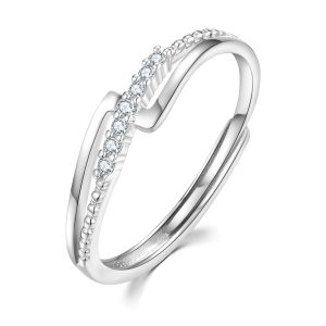Criss Cross CZ Adjustable Ring