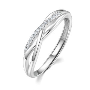 Interwined CZ Adjustable Ring