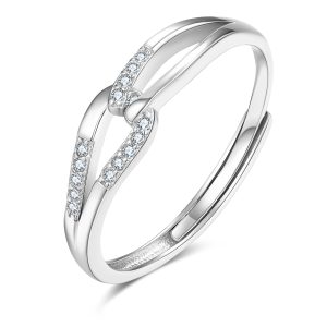 Interlocked CZ Adjustable Ring