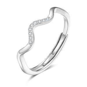 Wave CZ Adjustable Ring