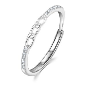 Triple Linked CZ Adjustable Ring