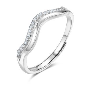 Double Wave CZ Adjustable Ring